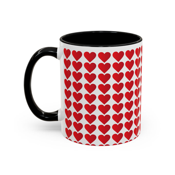 Red Valentine Hearts - Accent Coffee Mug (11, 15oz)