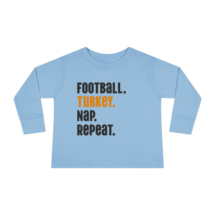 Football Turkey Nap Repeat - Toddler Long Sleeve Tee