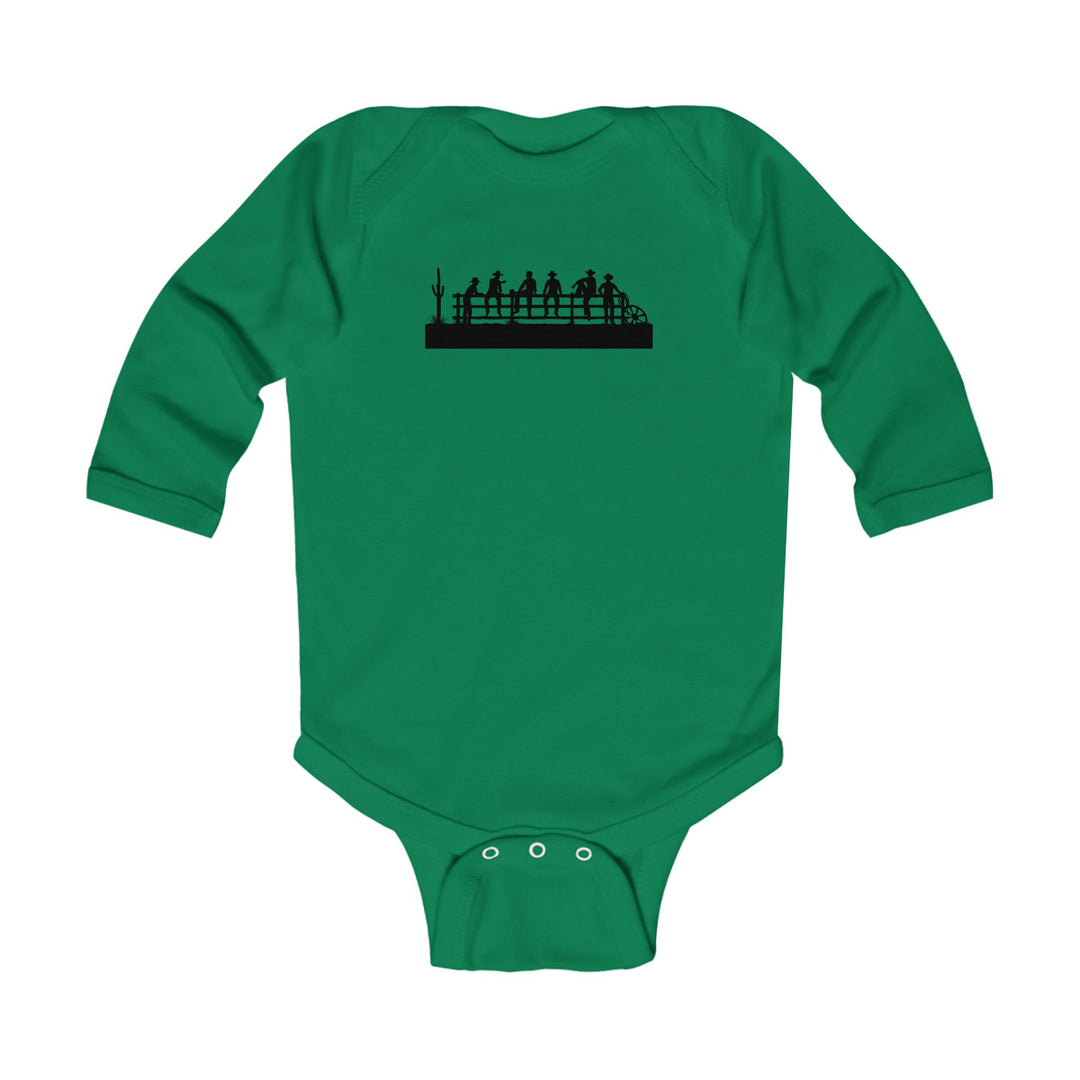 Cowboys On Fence Silhouette - Infant Long Sleeve Bodysuit