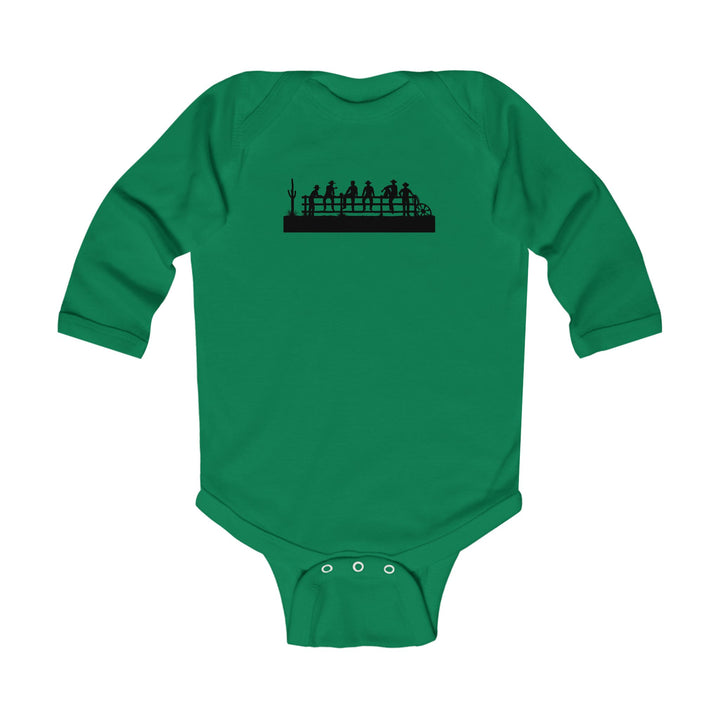 Cowboys On Fence Silhouette - Infant Long Sleeve Bodysuit