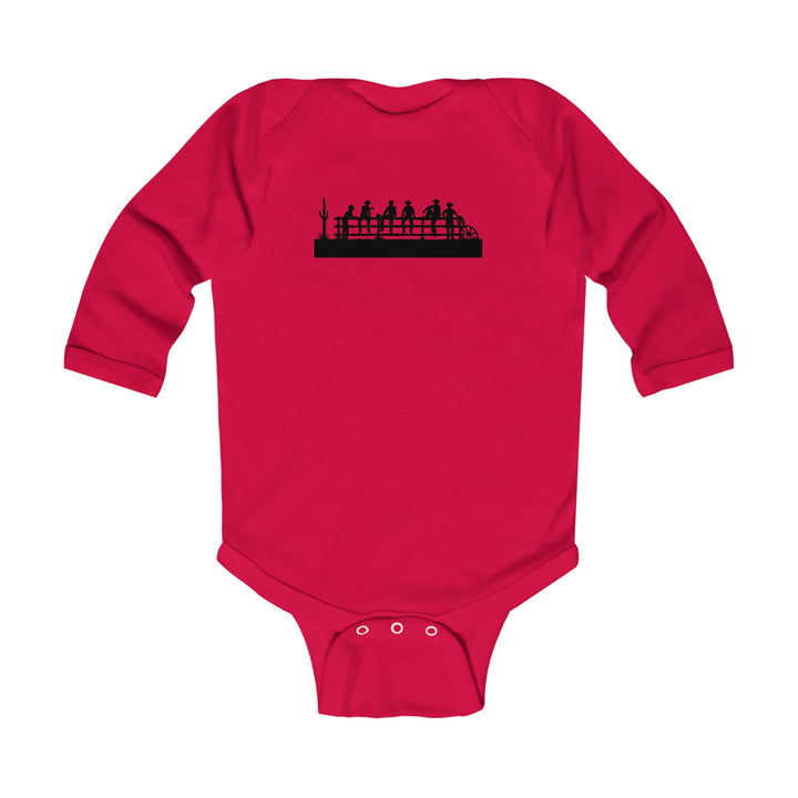 Cowboys On Fence Silhouette - Infant Long Sleeve Bodysuit