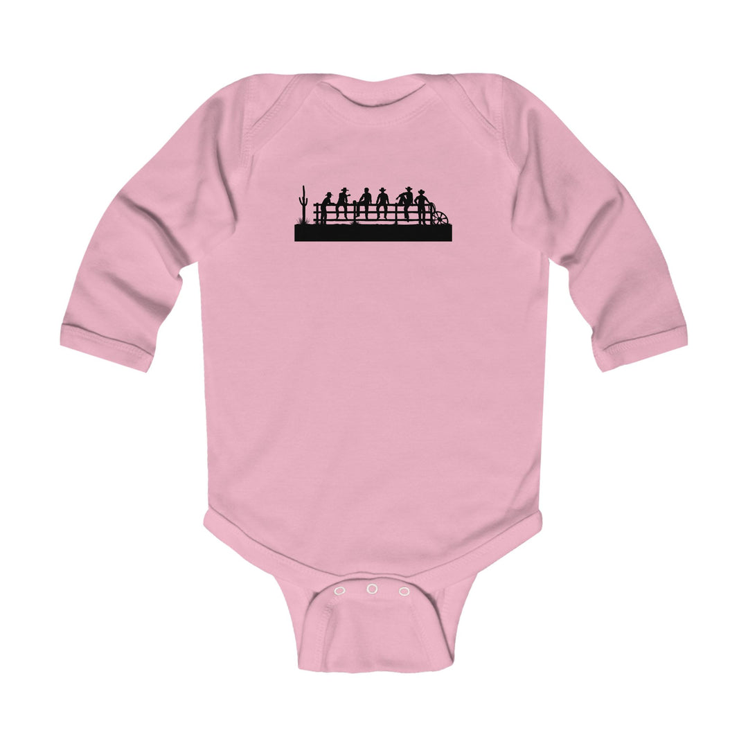 Cowboys On Fence Silhouette - Infant Long Sleeve Bodysuit