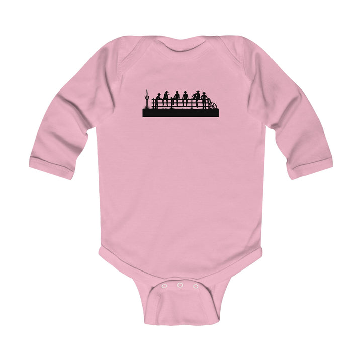 Cowboys On Fence Silhouette - Infant Long Sleeve Bodysuit