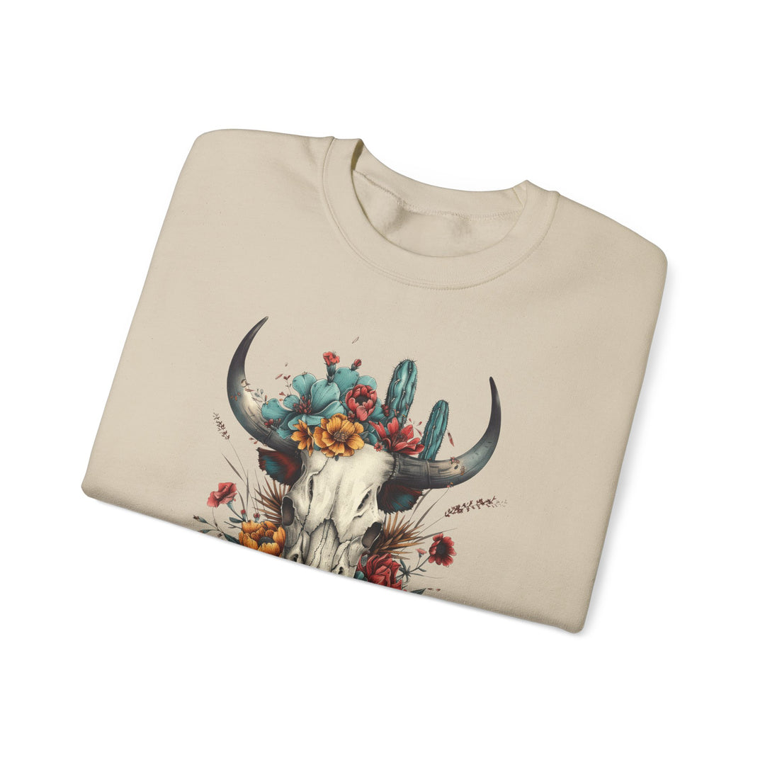 Bright And Flowery Skull - Unisex Heavy Blend™ Crewneck Sweatshirt