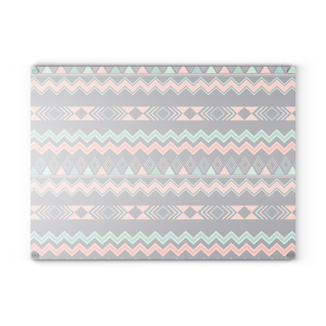 Peach Aztec Chevron - Glass Cutting Board
