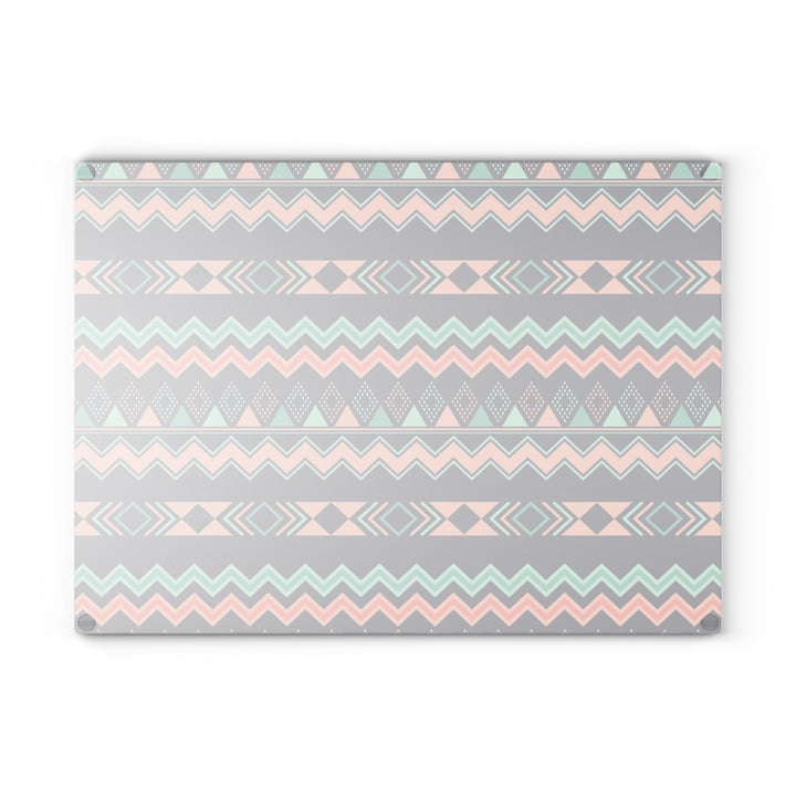 Peach Aztec Chevron - Glass Cutting Board