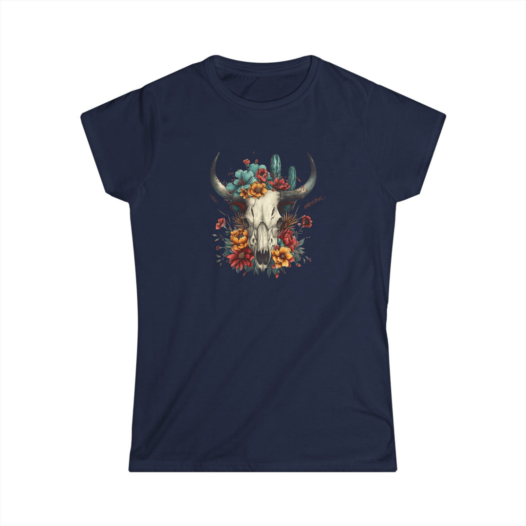 Bright And Flowery Skull - Women's Softstyle Tee