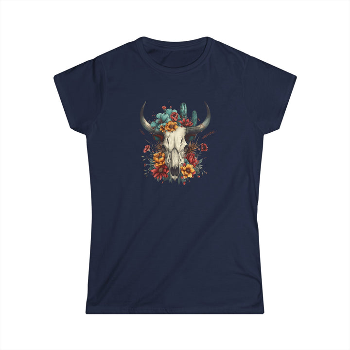 Bright And Flowery Skull - Women's Softstyle Tee