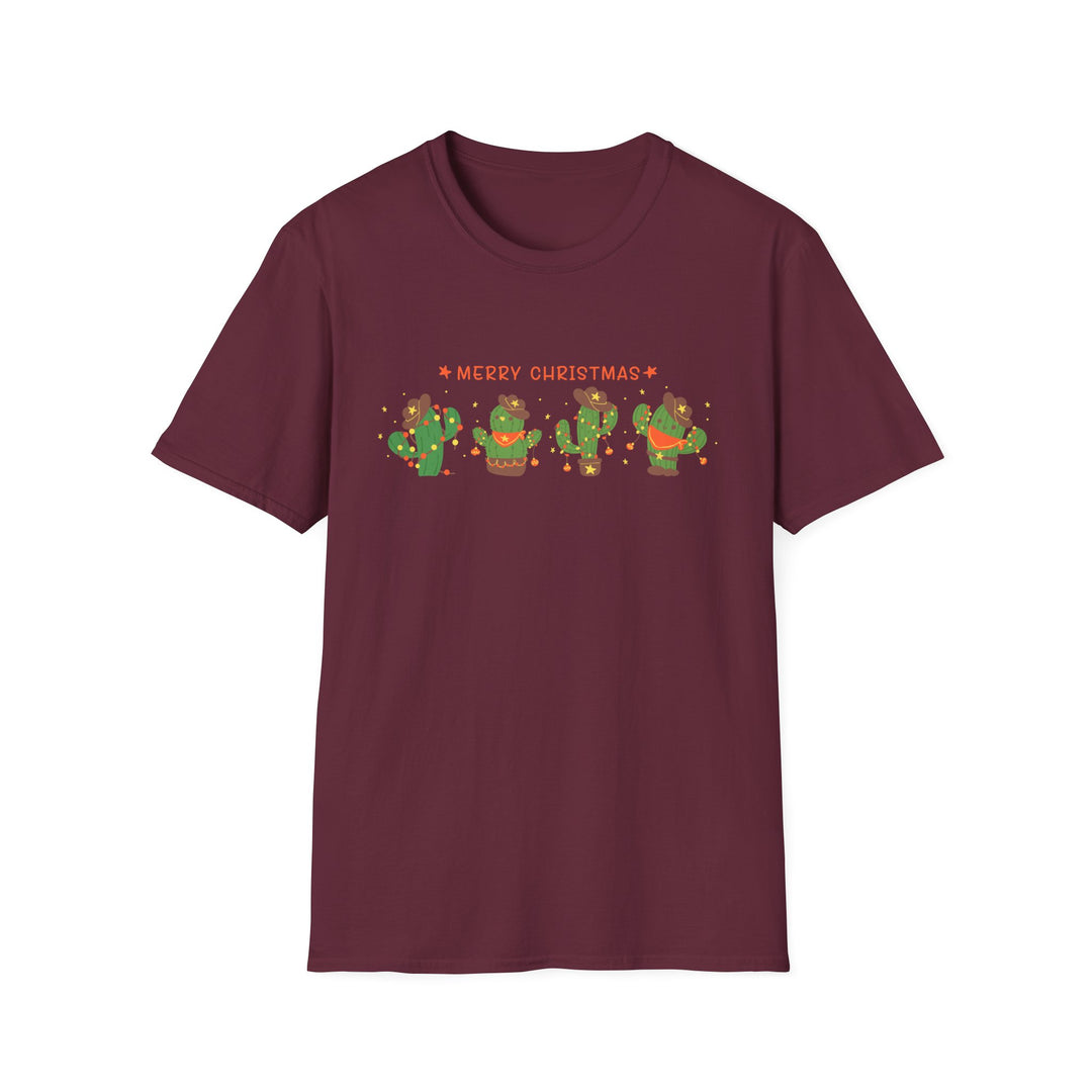 Merry Christmas Cactus - Unisex Softstyle T-Shirt