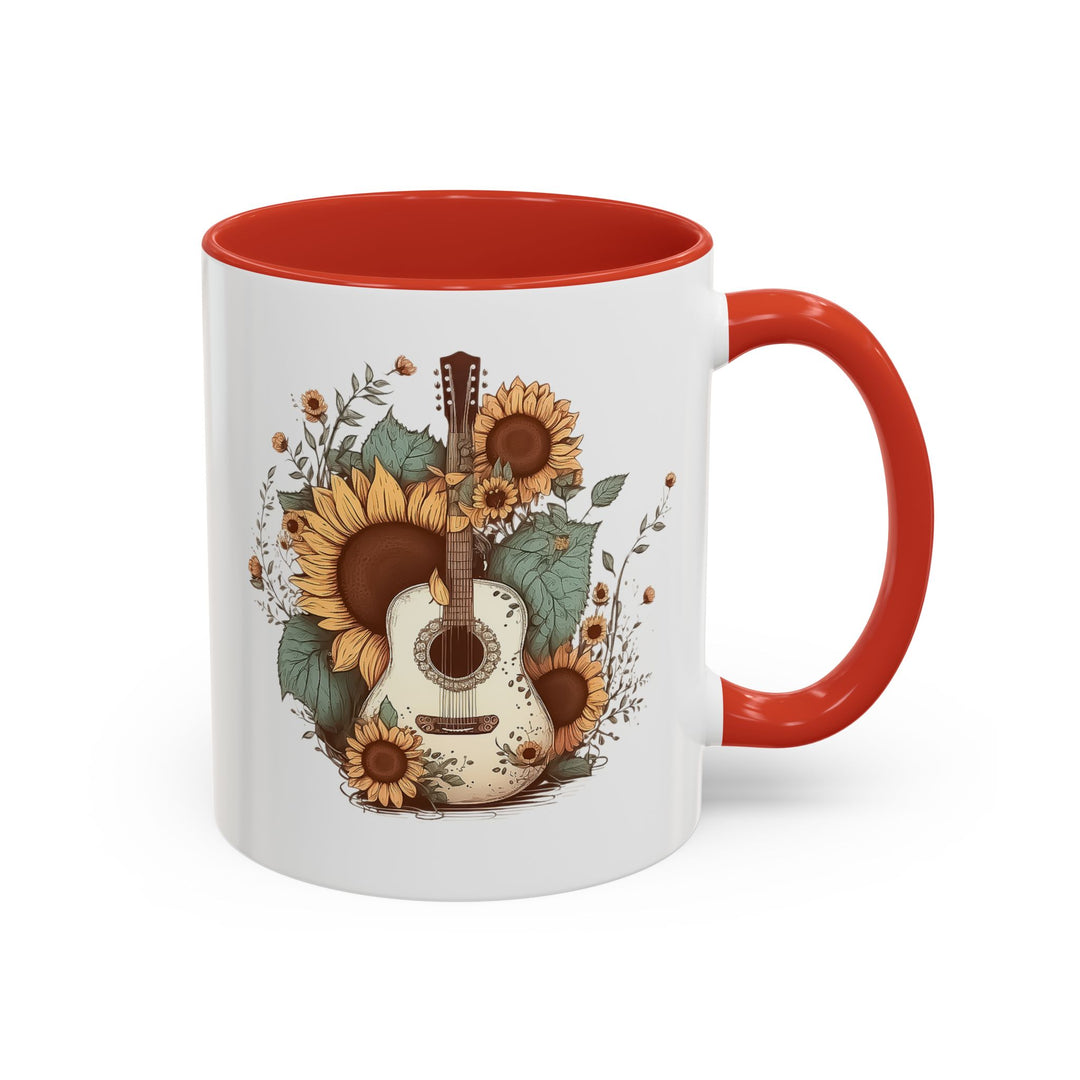 Sunflower Guitar - Accent Coffee Mug (11, 15oz)