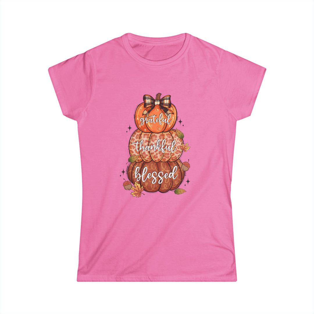 Grateful Thankful Blessed Pumpkins - Women's Softstyle Tee