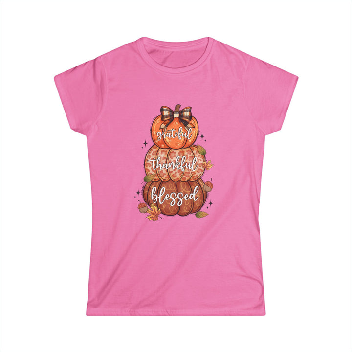 Grateful Thankful Blessed Pumpkins - Women's Softstyle Tee