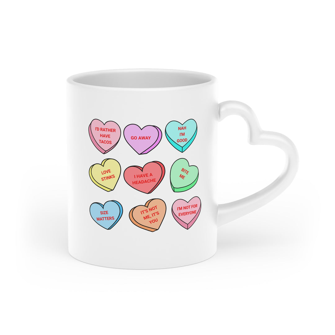 Conversation Hearts - Heart-Shaped Mug