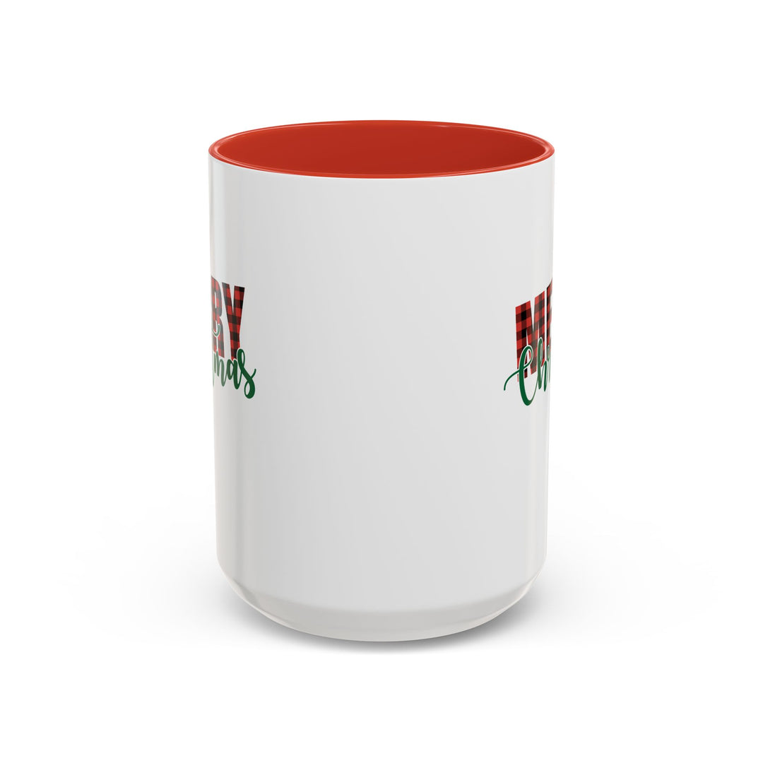 Merry Christmas Buffalo Plaid - Accent Coffee Mug (11, 15oz)