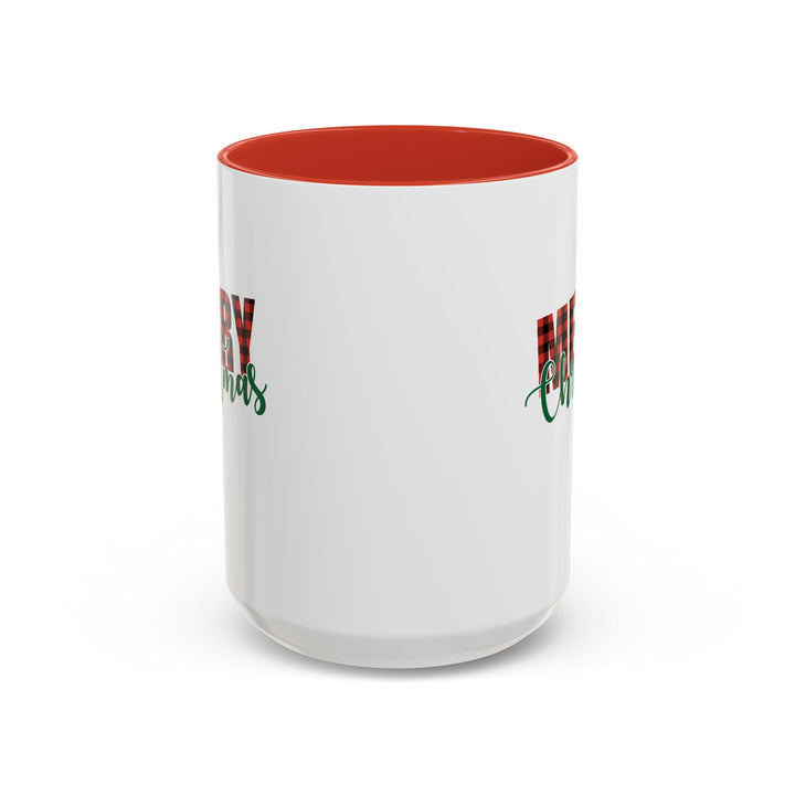 Merry Christmas Buffalo Plaid - Accent Coffee Mug (11, 15oz)