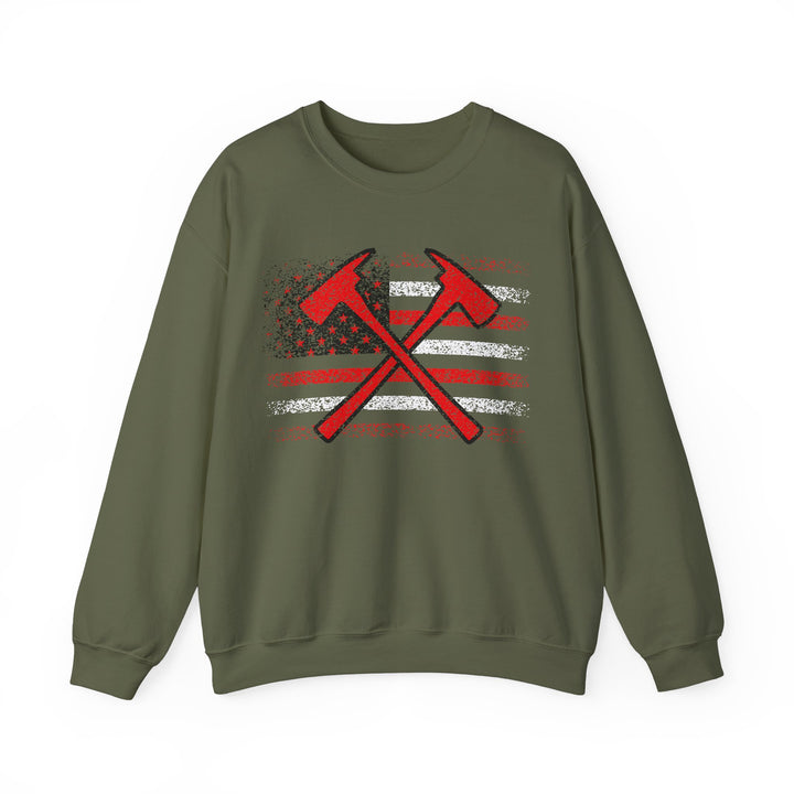 Firefighter American Flag - Unisex Heavy Blend™ Crewneck Sweatshirt