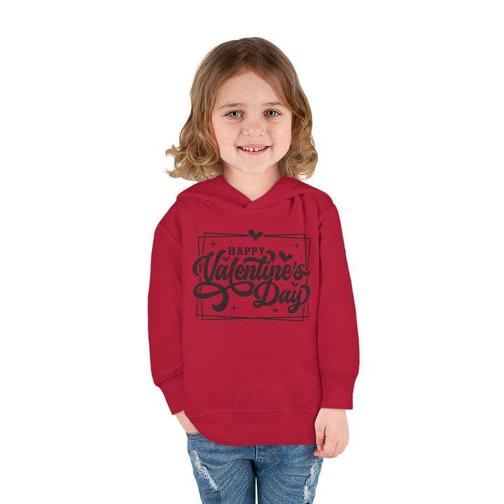 Happy Valentine's Day W/Hearts - Toddler Pullover Fleece Hoodie