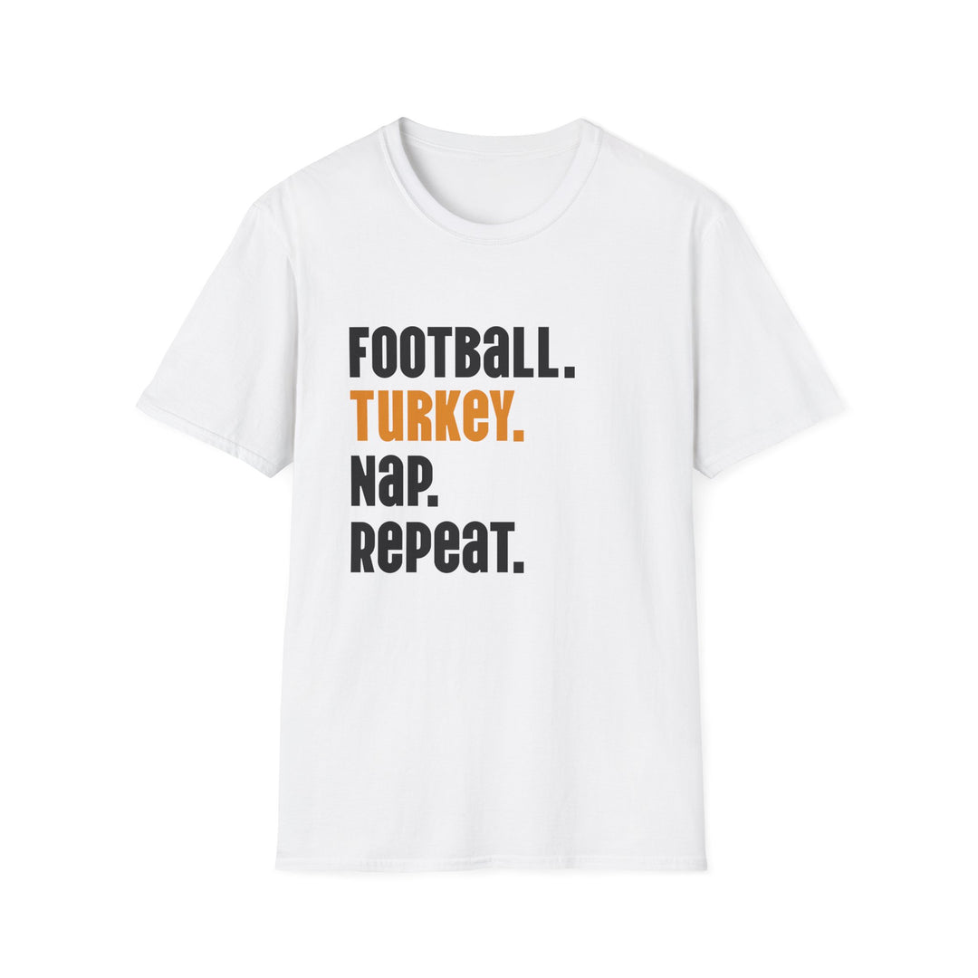 Football Turkey Nap Repeat - Unisex Softstyle T-Shirt
