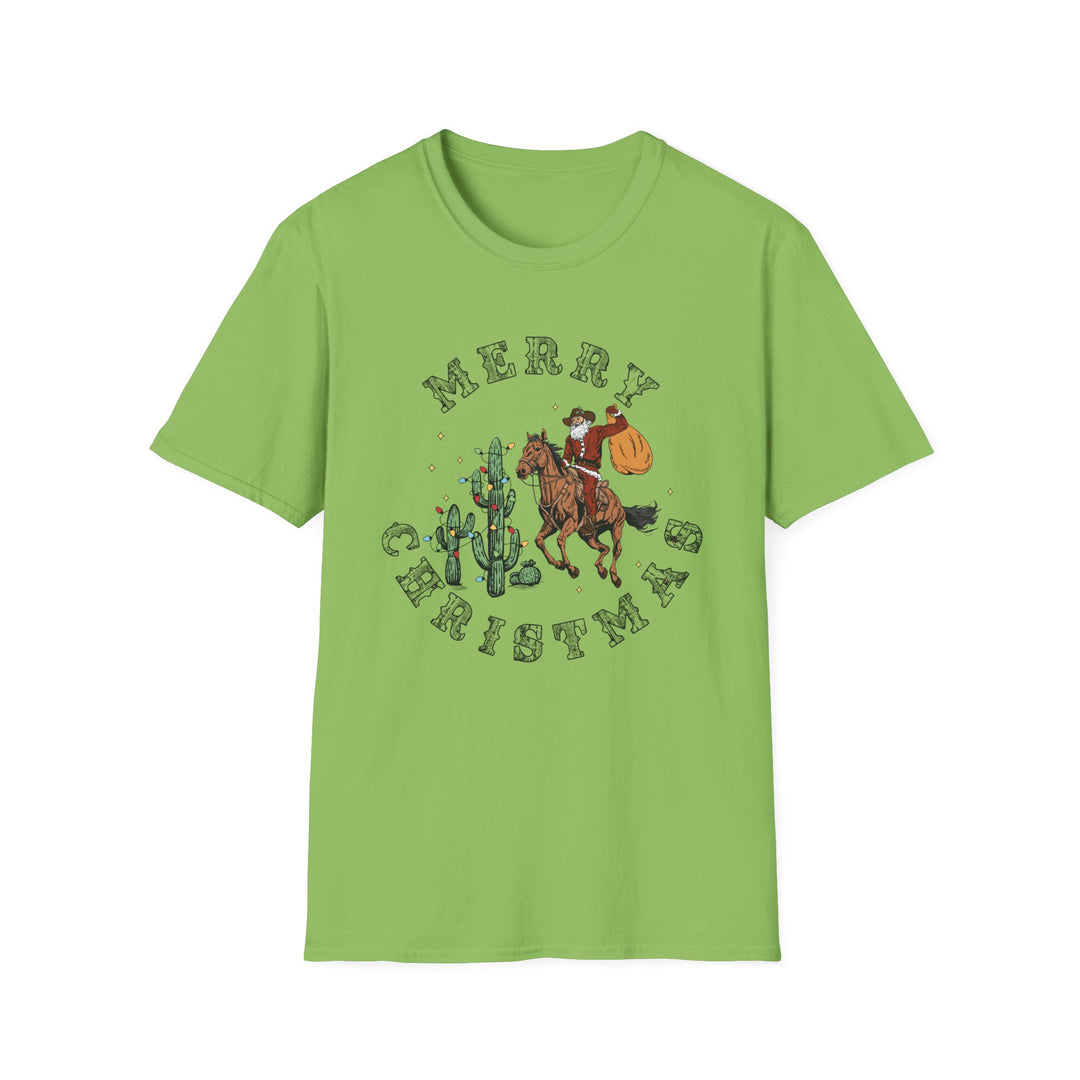 Merry Christmas Cowboy Santa - Unisex Softstyle T-Shirt
