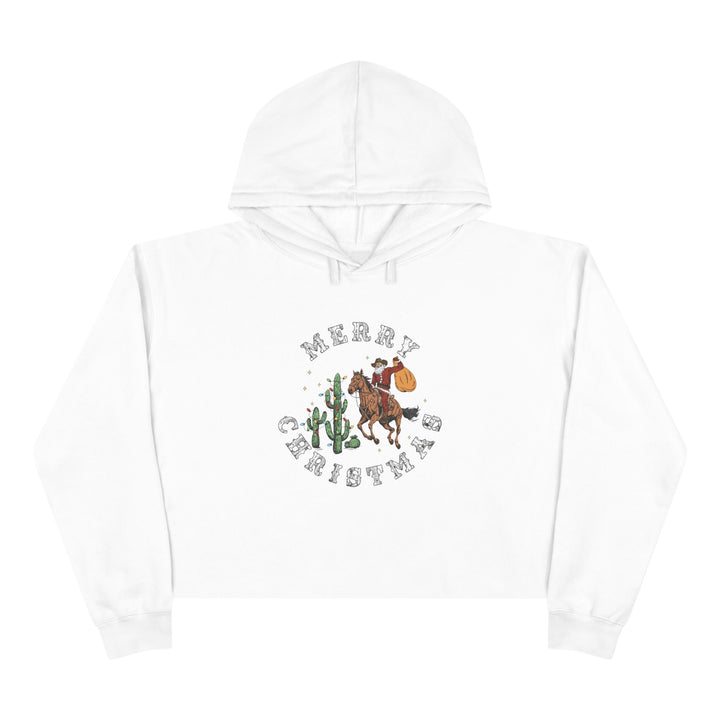Merry Christmas Cowboy Santa - Crop Hoodie