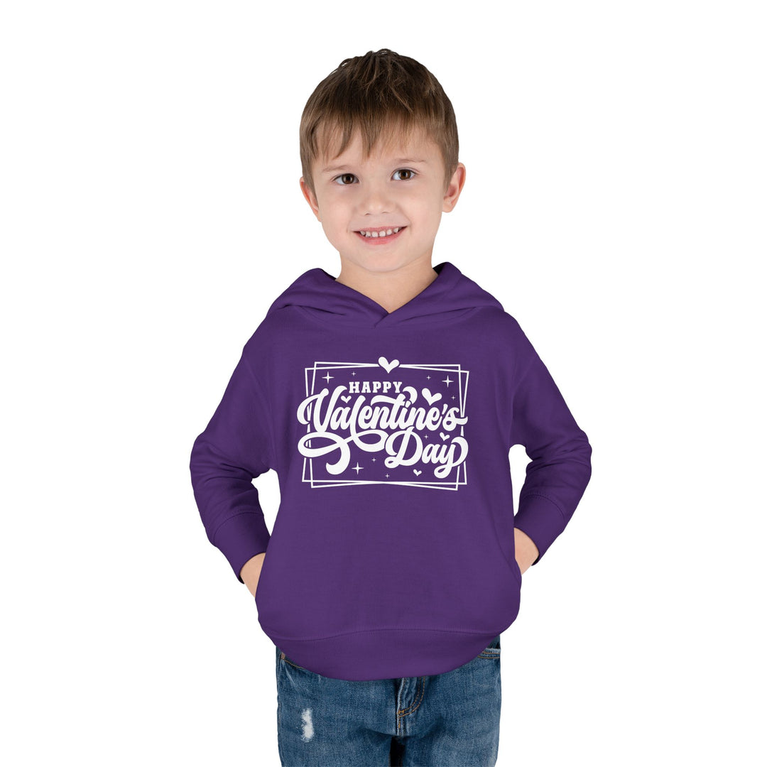 Happy Valentine's Day W/Hearts - Toddler Pullover Fleece Hoodie