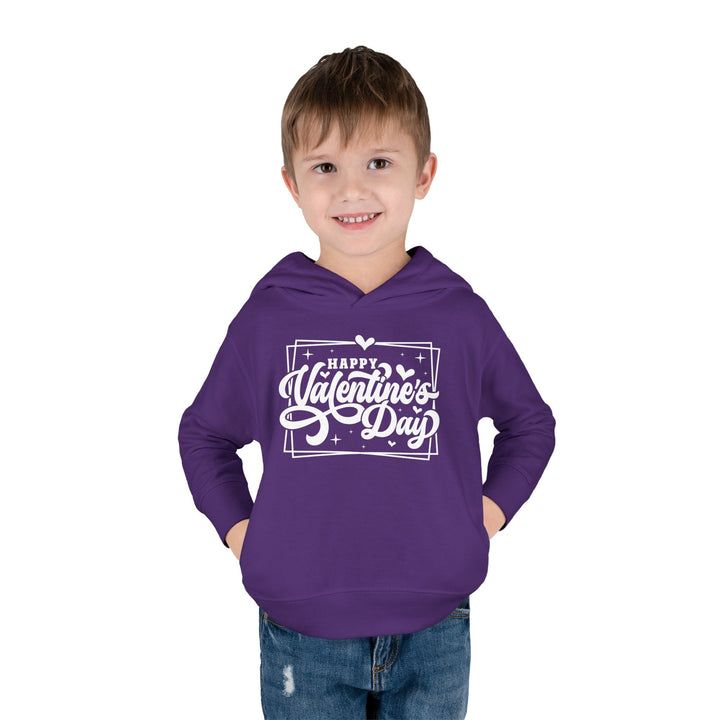 Happy Valentine's Day W/Hearts - Toddler Pullover Fleece Hoodie