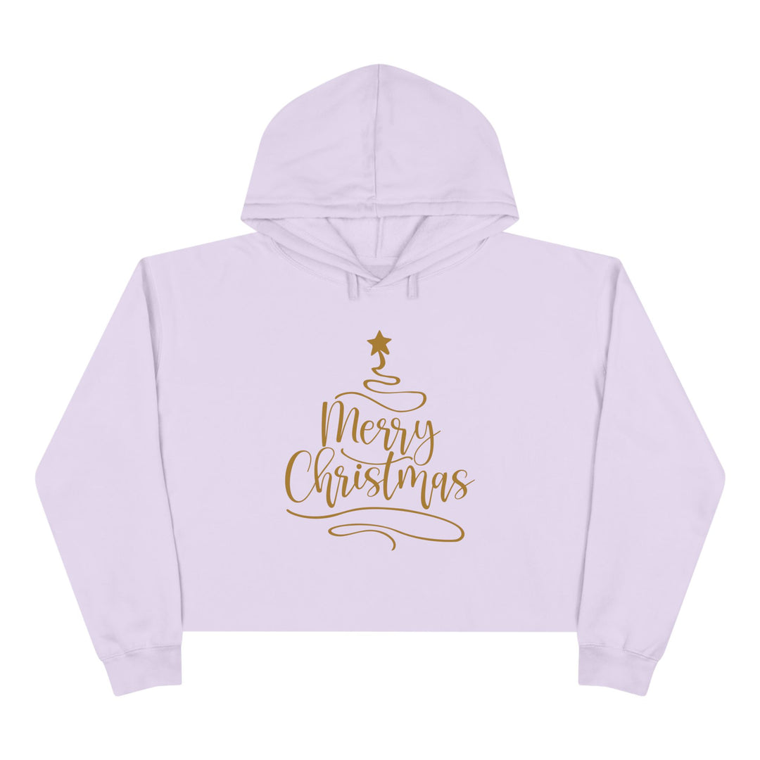 Merry Christmas Gold Tree - Crop Hoodie