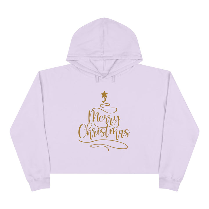 Merry Christmas Gold Tree - Crop Hoodie