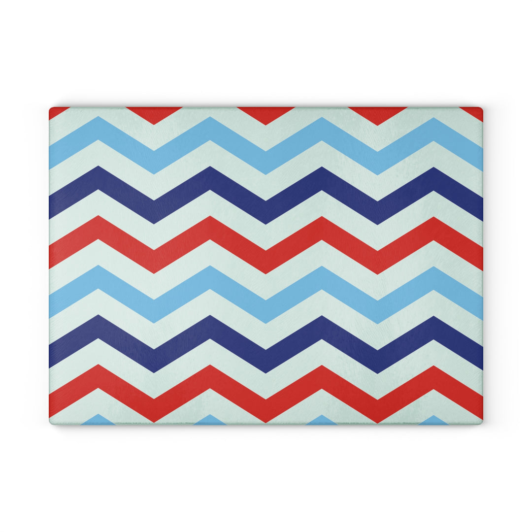 Patriotic Chevron - Glass Cutting Board