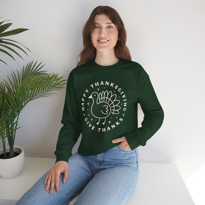 Happy Thanksgiving~Give Thanks - Unisex Heavy Blend™ Crewneck Sweatshirt
