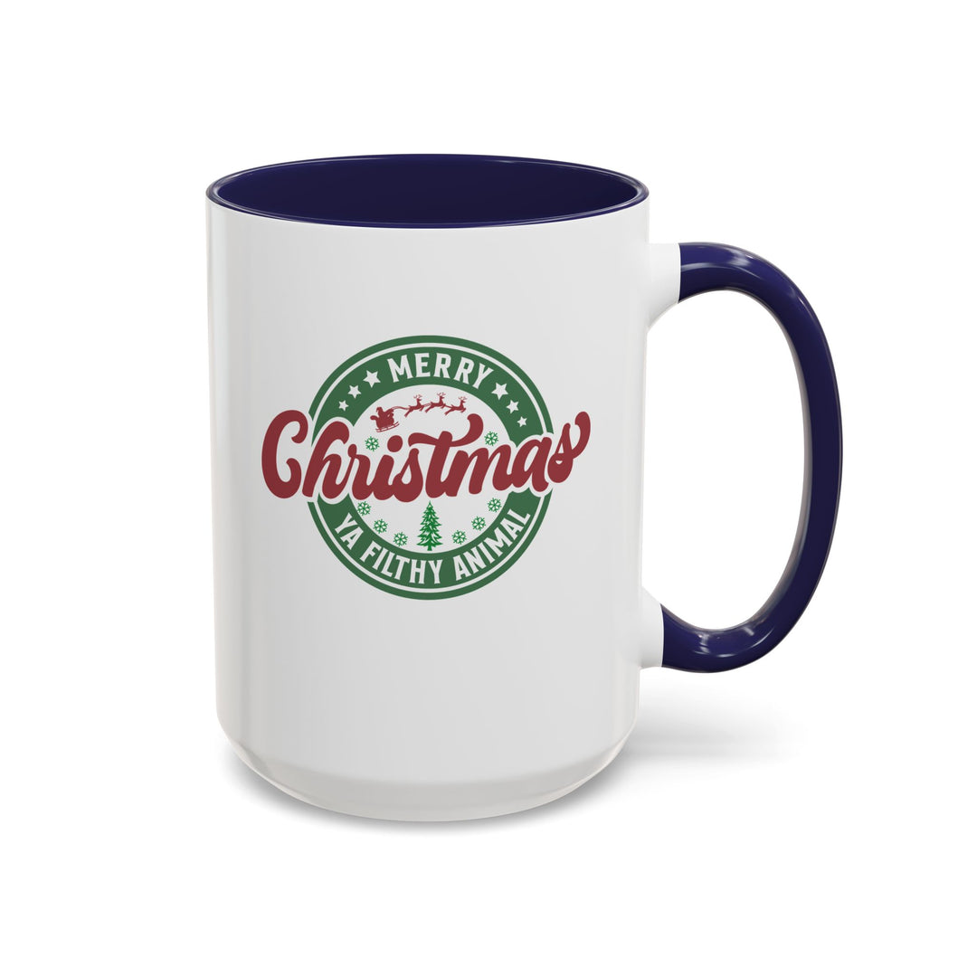 Merry Christmas Ya Filthy Animal - Accent Coffee Mug (11, 15oz)
