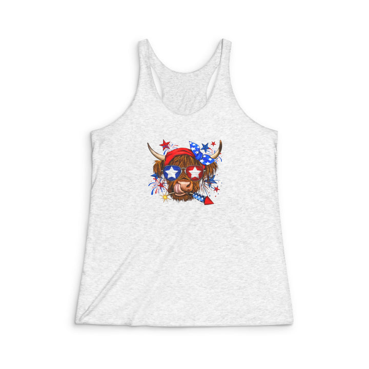 4th Of July Cow - Women's Tri-Blend Racerback Tank