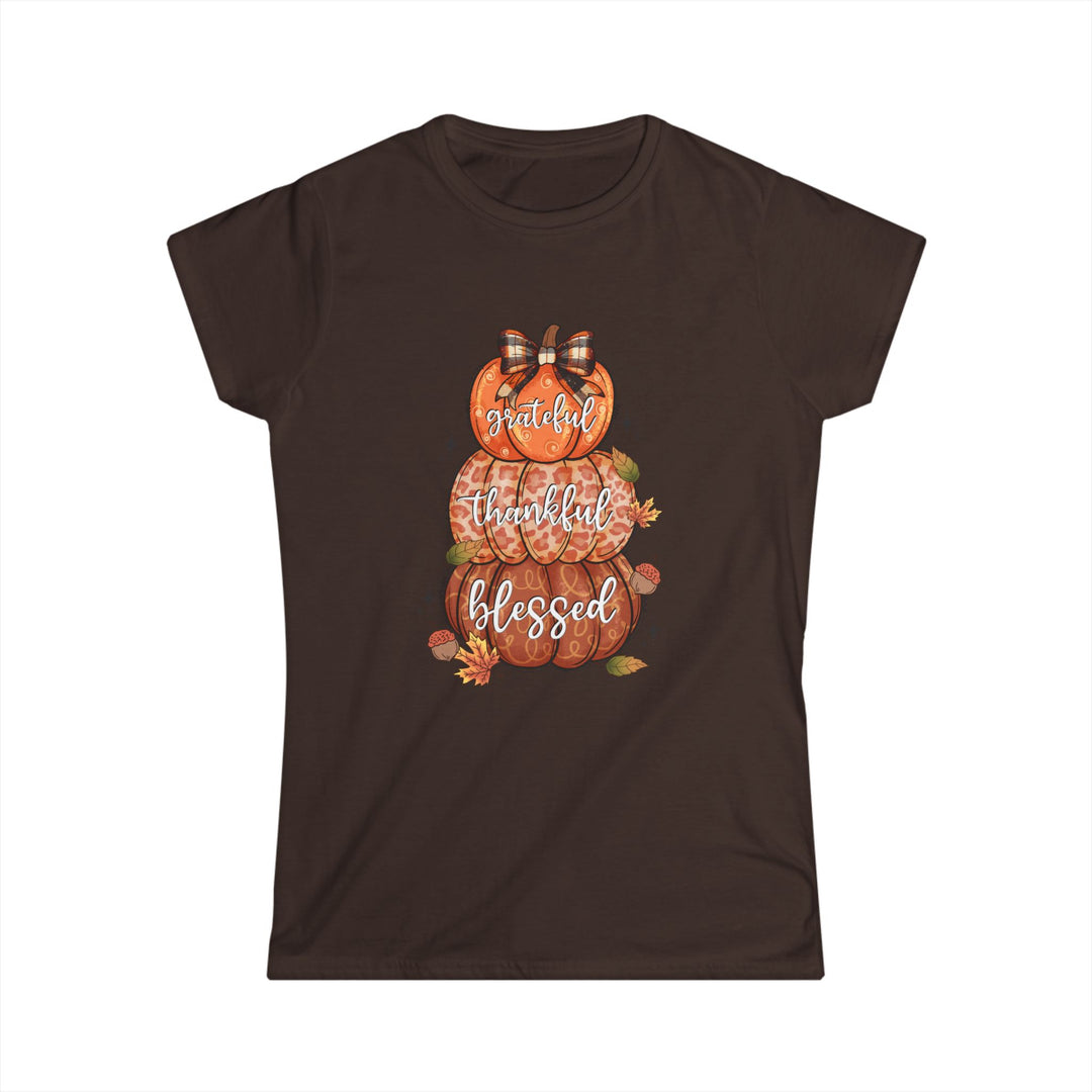 Grateful Thankful Blessed Pumpkins - Women's Softstyle Tee