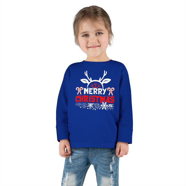 Merry Christmas Antlers - Toddler Long Sleeve Tee