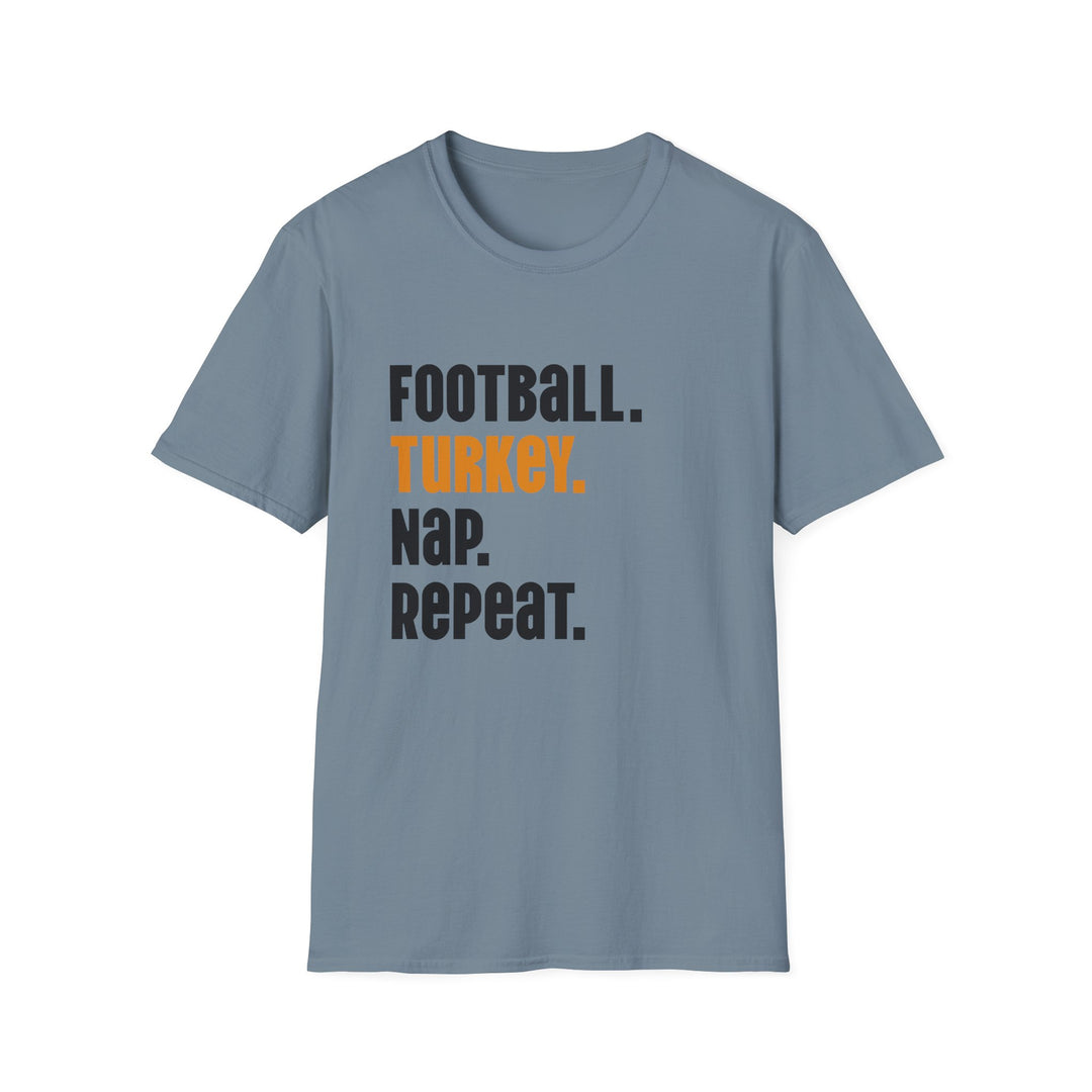 Football Turkey Nap Repeat - Unisex Softstyle T-Shirt