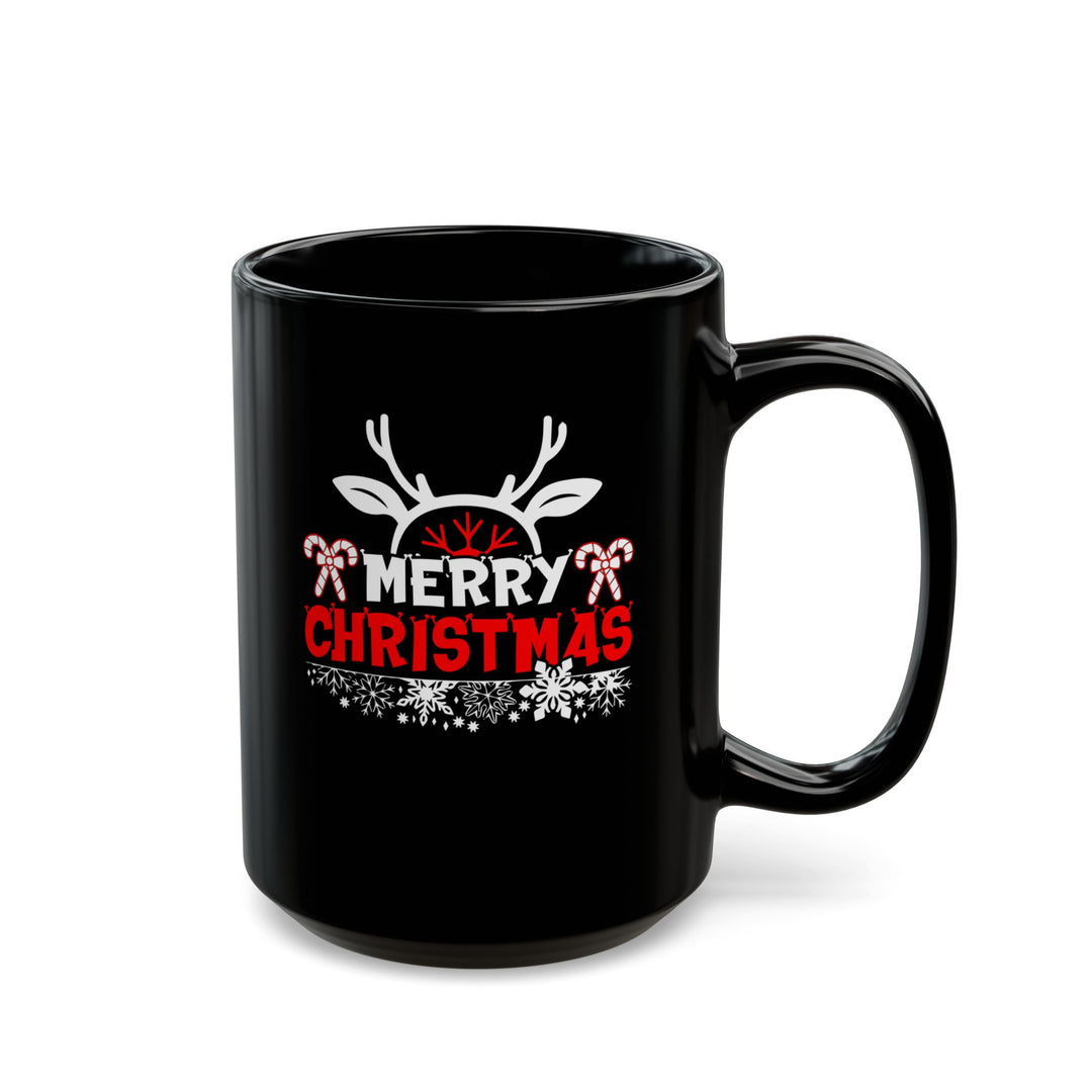 Merry Christmas Antlers - Black Mug (11oz, 15oz)