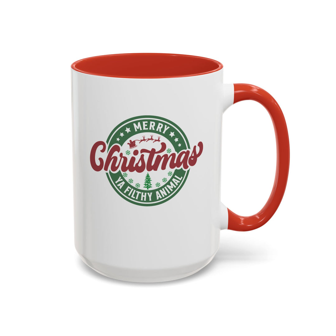Merry Christmas Ya Filthy Animal - Accent Coffee Mug (11, 15oz)