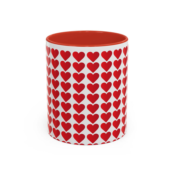 Red Valentine Hearts - Accent Coffee Mug (11, 15oz)