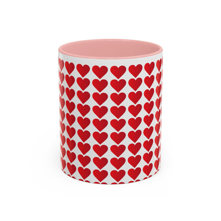 Red Valentine Hearts - Accent Coffee Mug (11, 15oz)