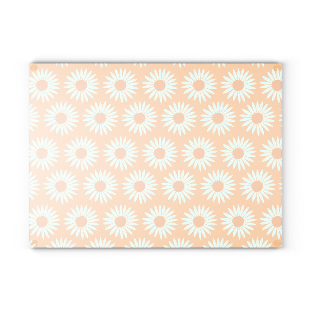 Yellow Sunflower Pattern - Glass Cutting Board