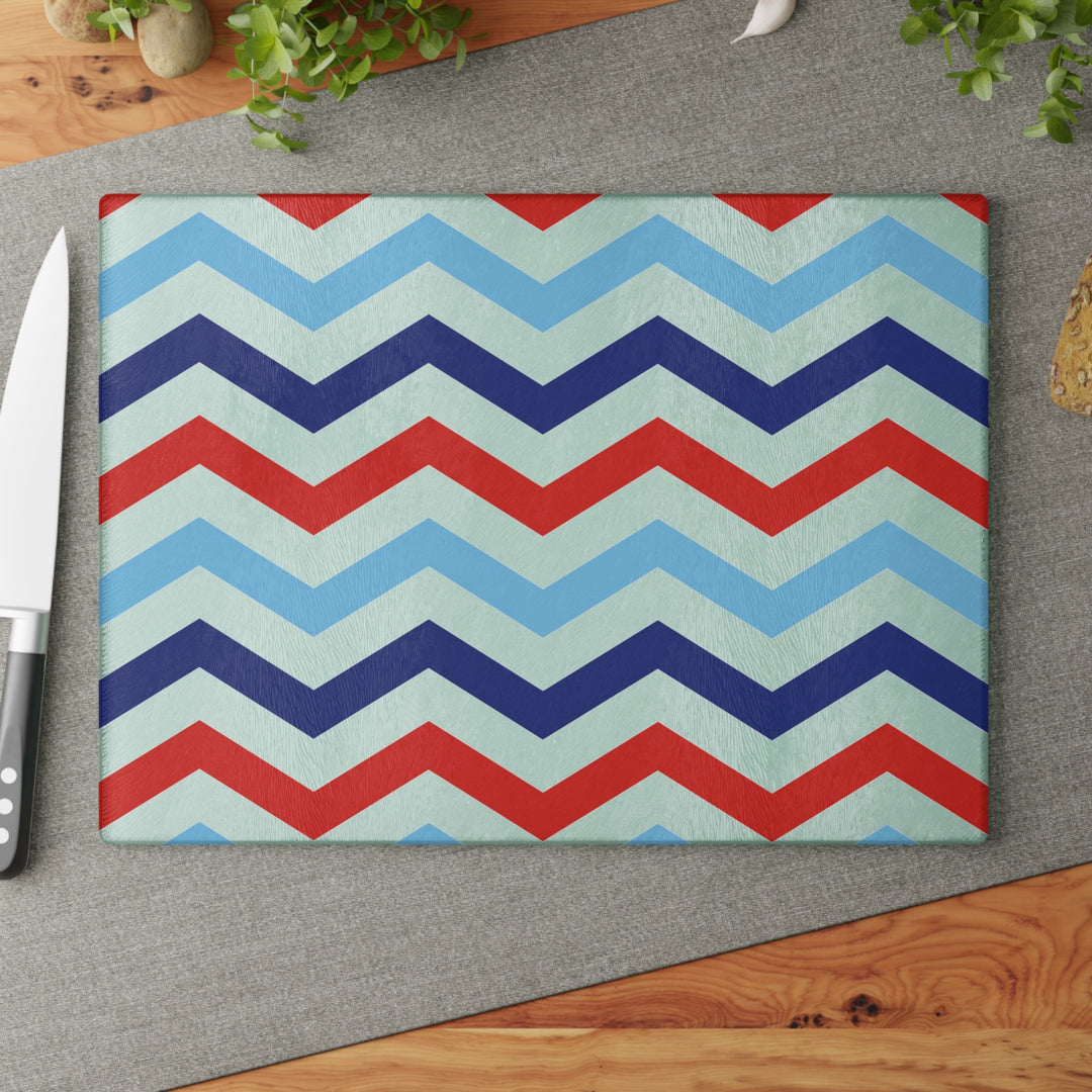 Patriotic Chevron - Glass Cutting Board