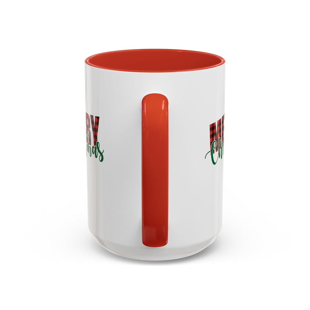 Merry Christmas Buffalo Plaid - Accent Coffee Mug (11, 15oz)