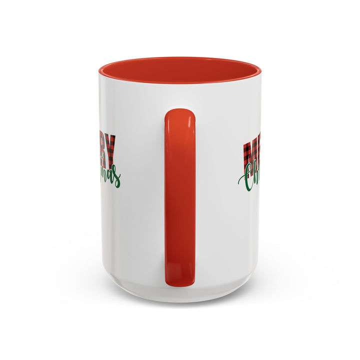 Merry Christmas Buffalo Plaid - Accent Coffee Mug (11, 15oz)