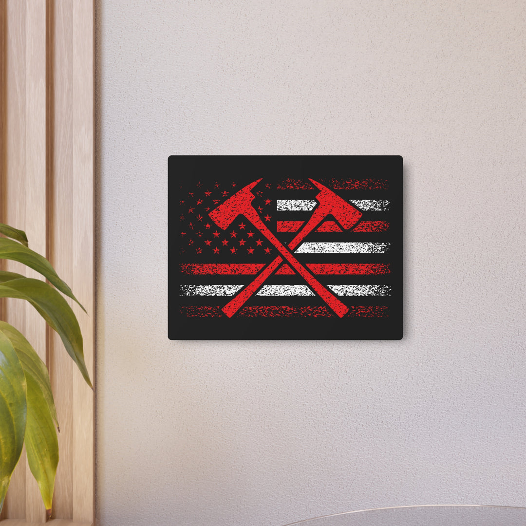 Firefighter American Flag - Metal Art Sign