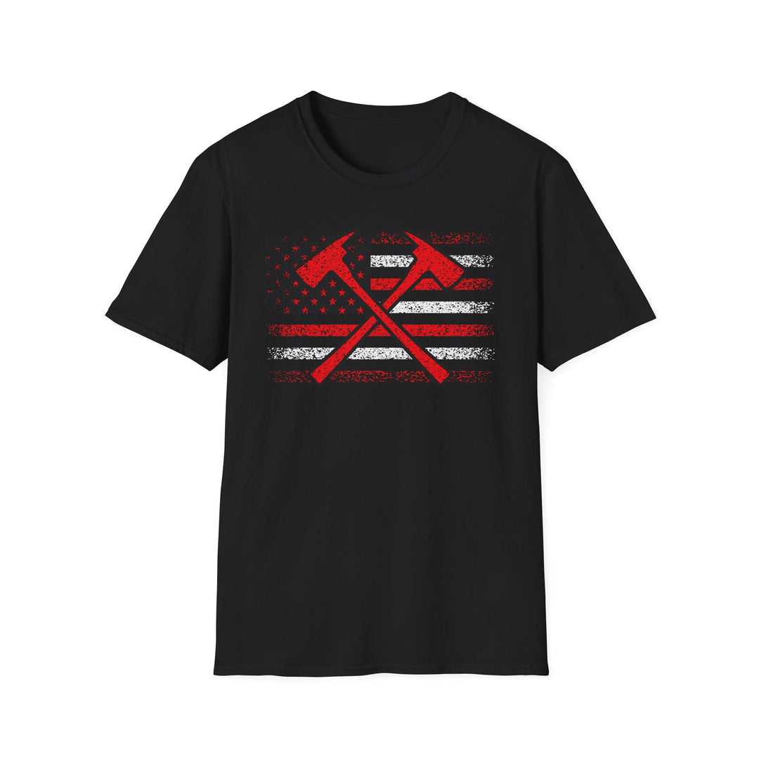 Firefighter American Flag - Unisex Softstyle T-Shirt