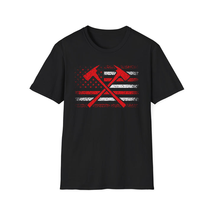 Firefighter American Flag - Unisex Softstyle T-Shirt