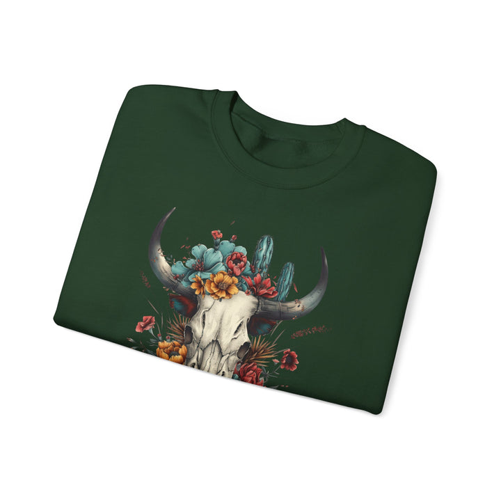Bright And Flowery Skull - Unisex Heavy Blend™ Crewneck Sweatshirt
