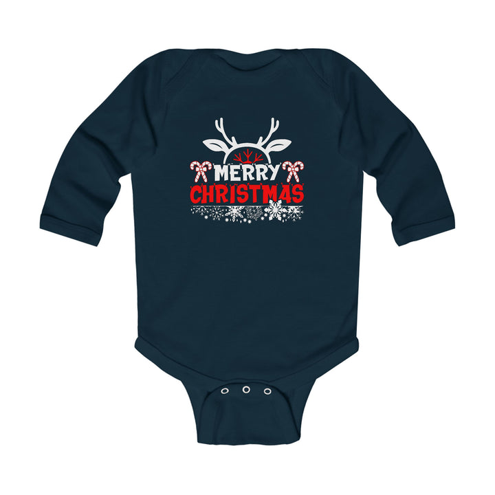 Merry Christmas Antlers - Infant Long Sleeve Bodysuit