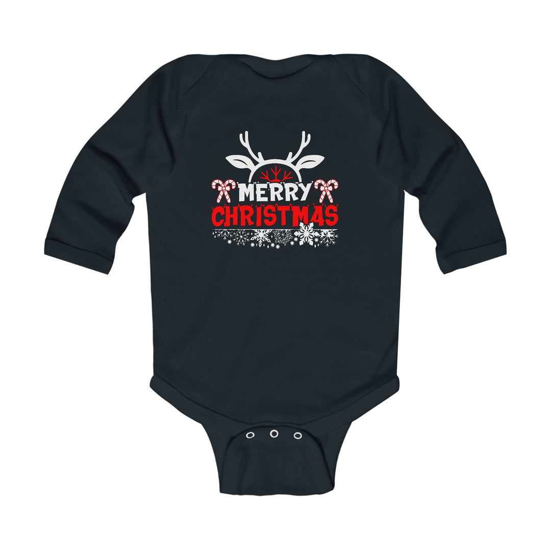 Merry Christmas Antlers - Infant Long Sleeve Bodysuit