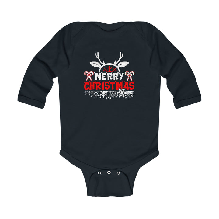 Merry Christmas Antlers - Infant Long Sleeve Bodysuit